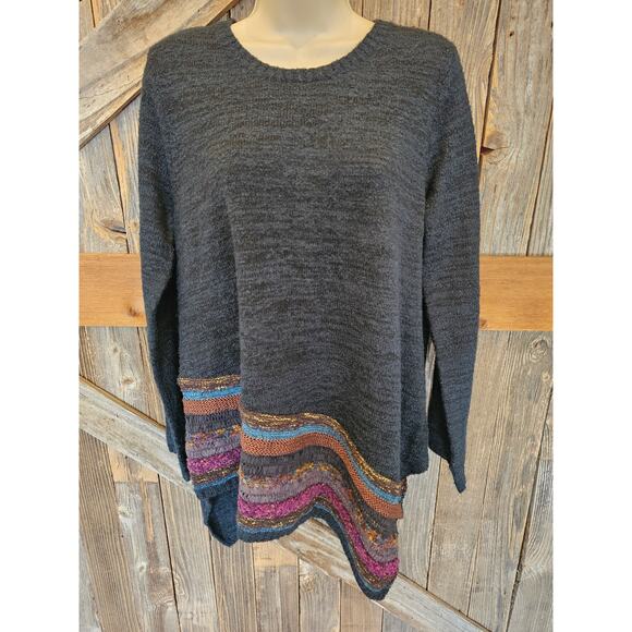 Soft Surroundings Sweater L (?) Brown Raku Knit Acrylic Wool Blend Asymmetric - Picture 1 of 7